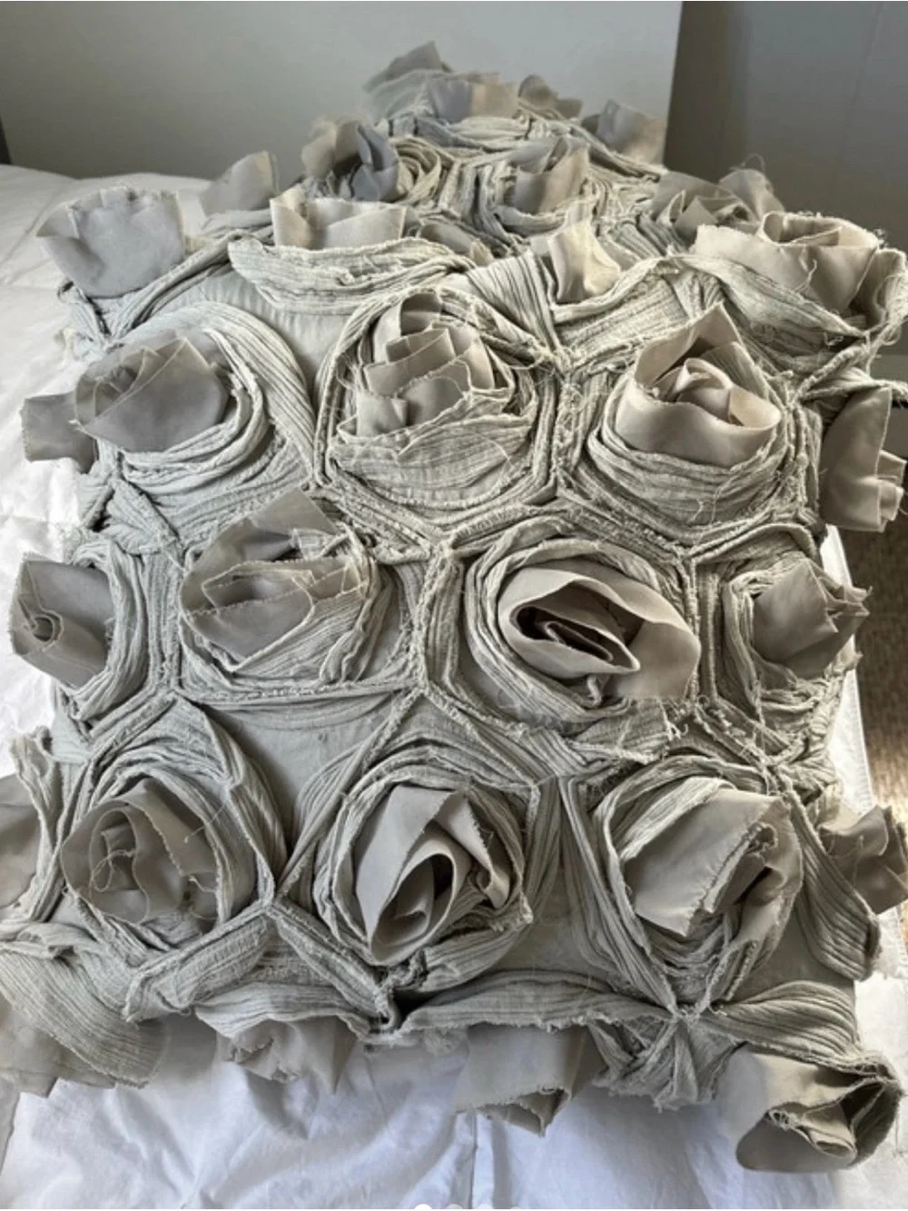 West Elm Linen Rosette Pillows in Gray